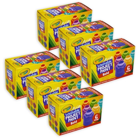 Crayola Washable Project Paint, Bold, 6 Colors, 36PK 542403